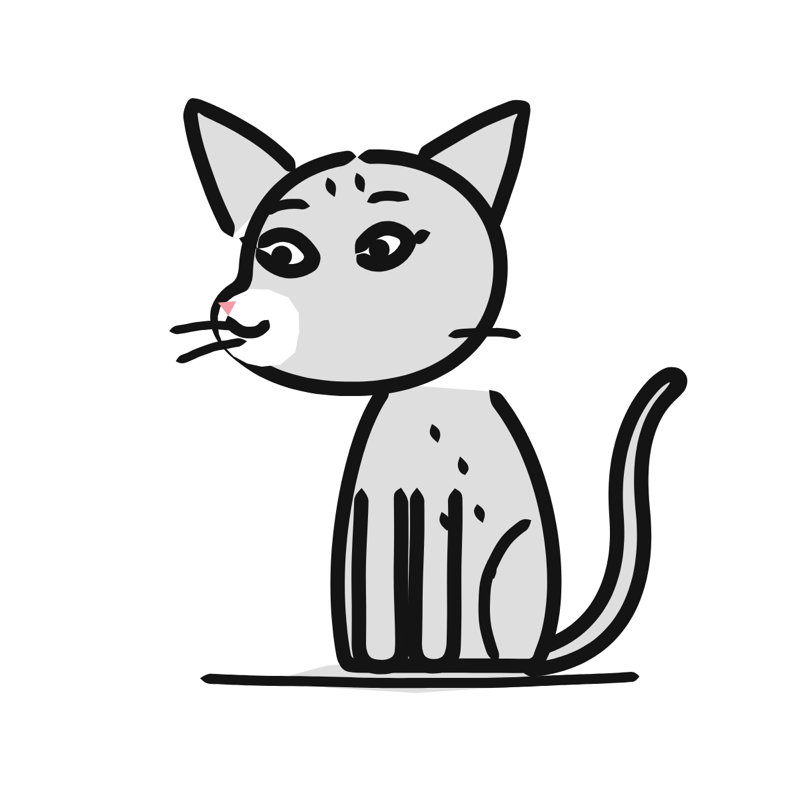Abyssinian cat: a simple Big Heads style line drawing