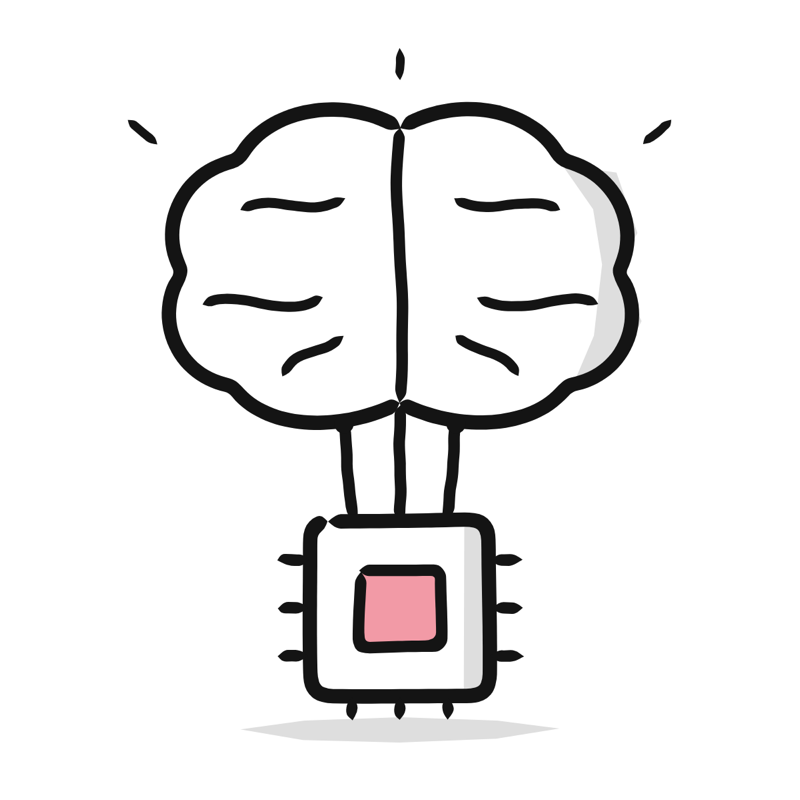 AI brain: a simple Big Heads style line drawing