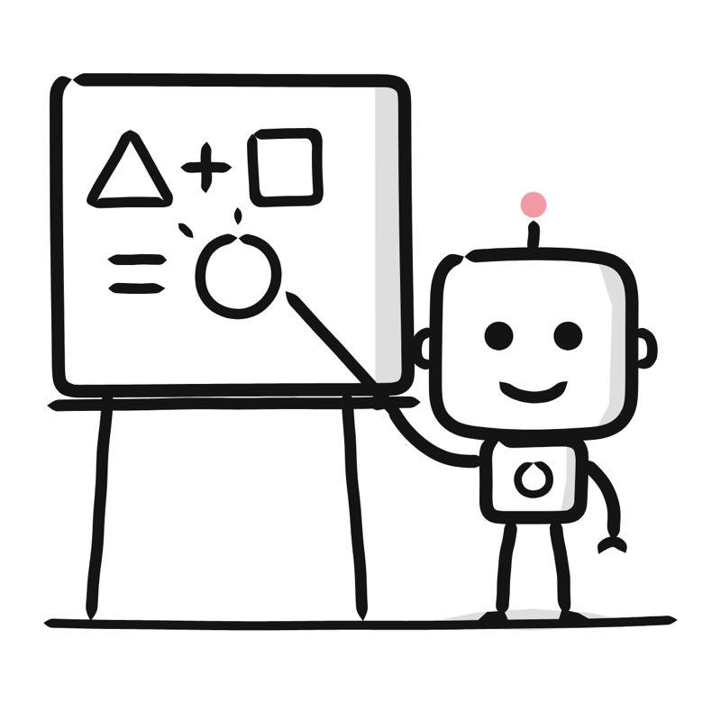 AI tutor: a simple Big Heads style line drawing