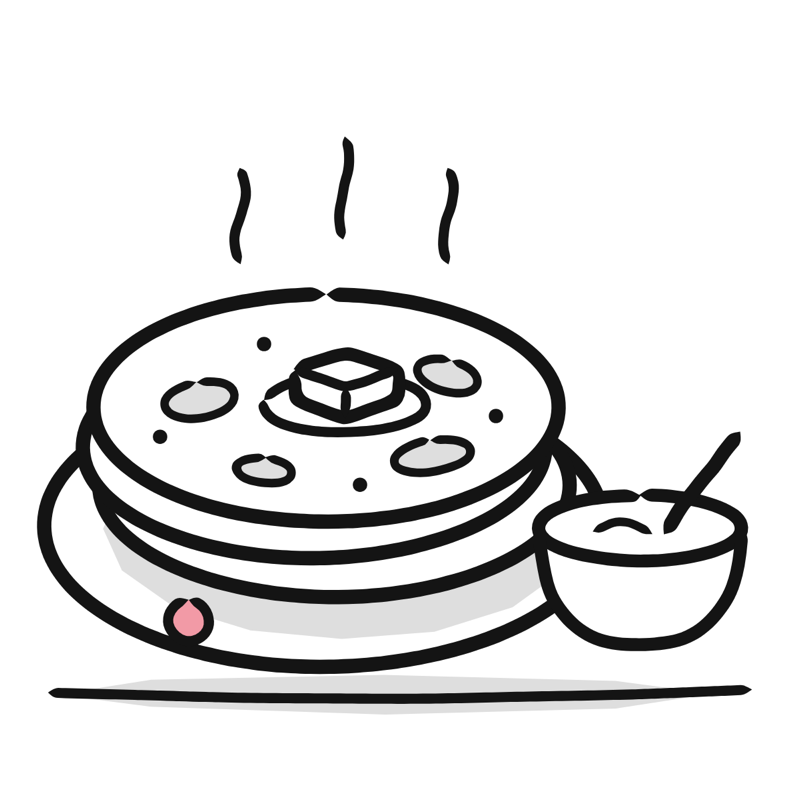 Aloo paratha: a simple Big Heads style line drawing