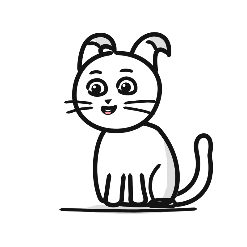 American Curl cat: a simple Big Heads style line drawing