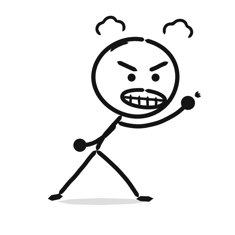 Anger: a simple Big Heads style line drawing