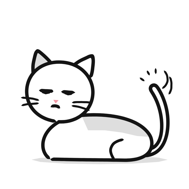 Annoyed tail flick: a simple Big Heads style line drawing