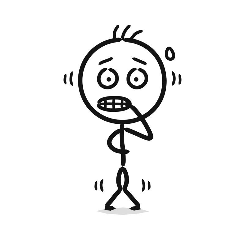 Anxiety: a simple Big Heads style line drawing