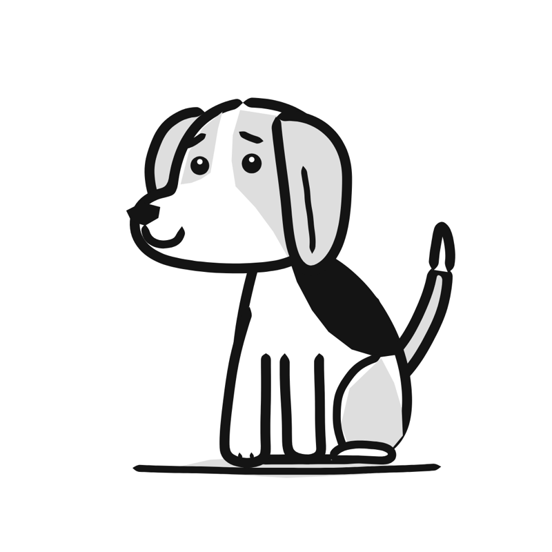 Beagle dog: a simple Big Heads style line drawing