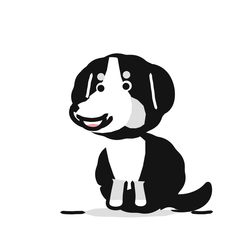 Bernese Mountain Dog: a simple Big Heads style line drawing