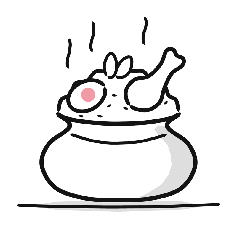 Biryani: a simple Big Heads style line drawing