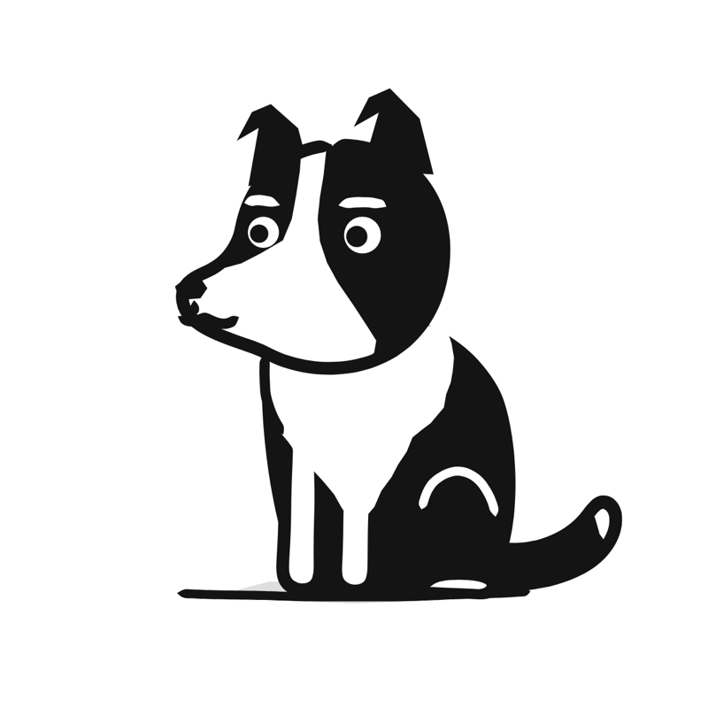 Border Collie dog: a simple Big Heads style line drawing