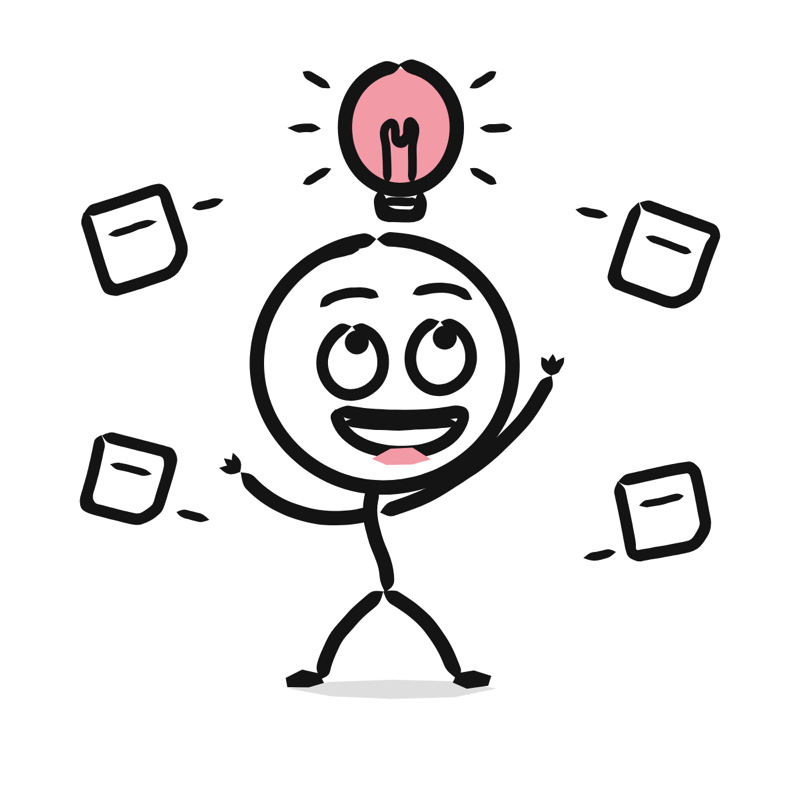 Brainstorm: a simple Big Heads style line drawing