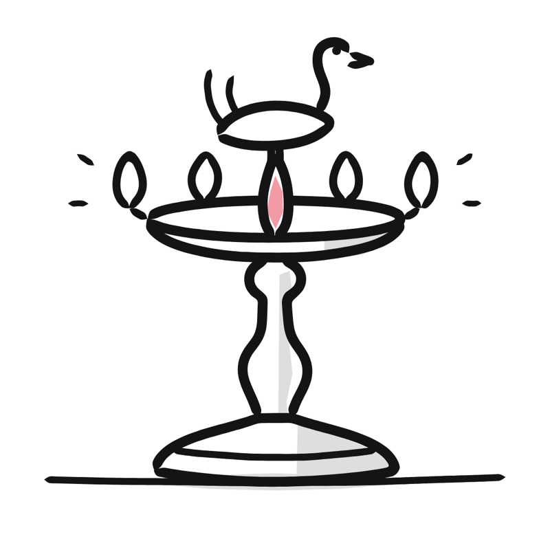Brass oil lamp: a simple Big Heads style line drawing