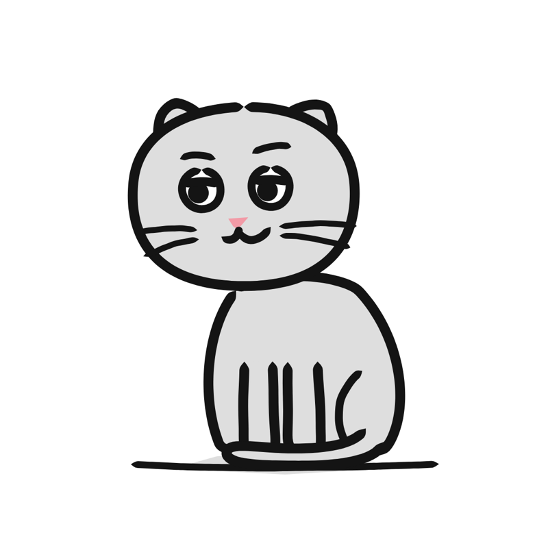 British Shorthair cat: a simple Big Heads style line drawing