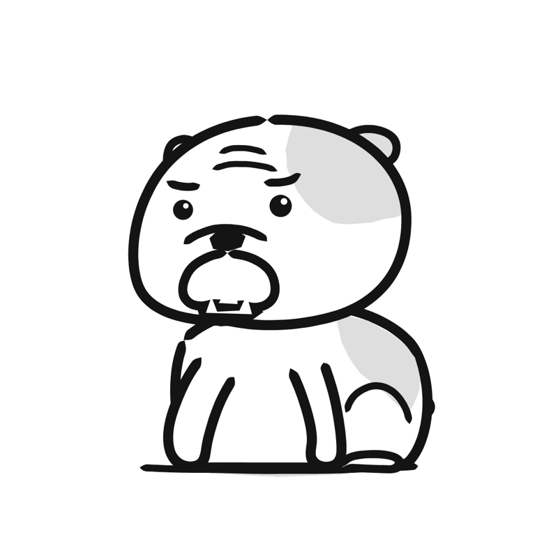 Bulldog: a simple Big Heads style line drawing