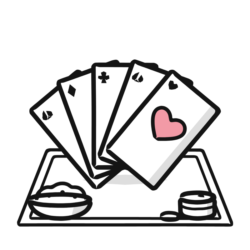 Card night: a simple Big Heads style line drawing