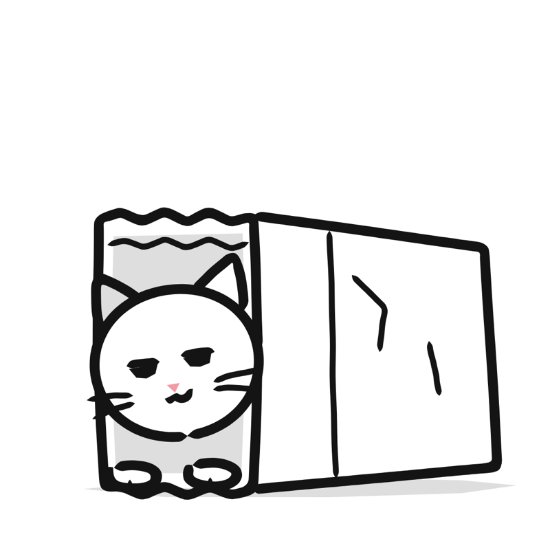 Cat in a paper bag: a simple Big Heads style line drawing