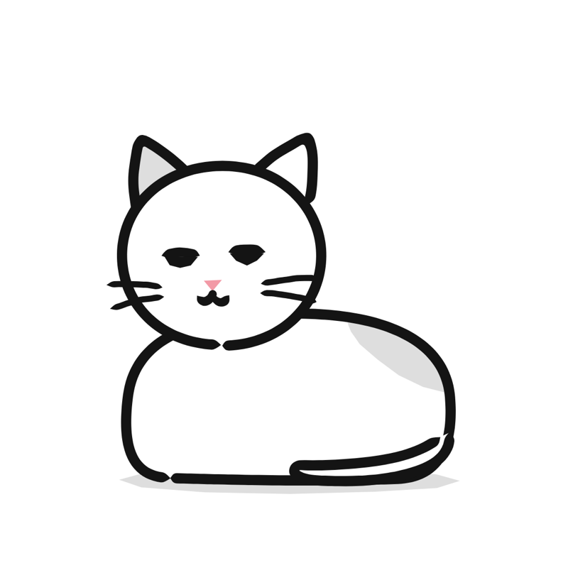 Cat loaf: a simple Big Heads style line drawing