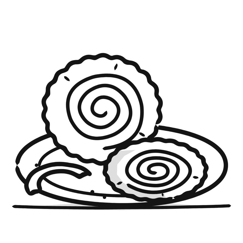 Chakli: a simple Big Heads style line drawing