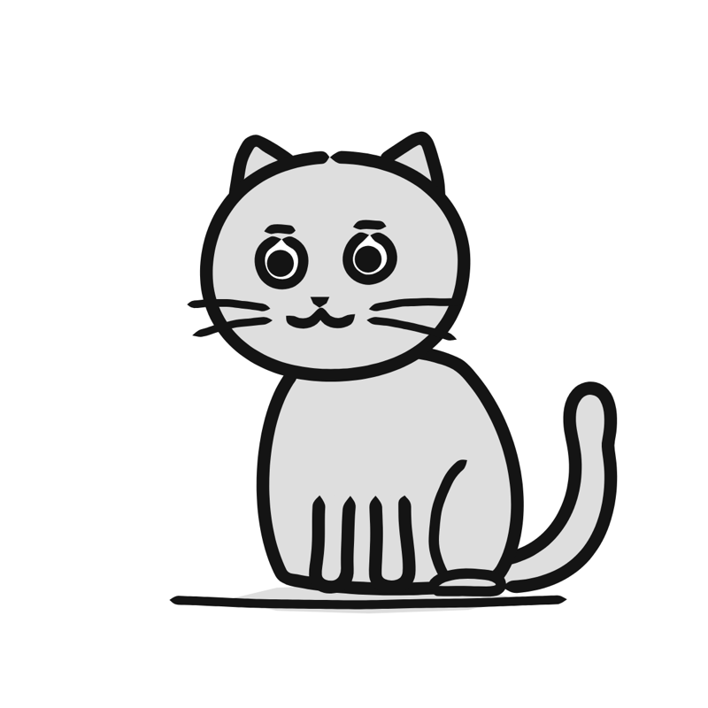Chartreux cat: a simple Big Heads style line drawing