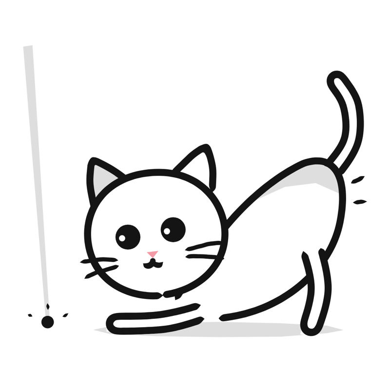 Chasing a laser dot: a simple Big Heads style line drawing