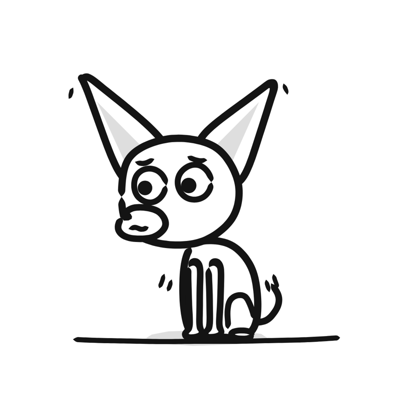 Chihuahua dog: a simple Big Heads style line drawing