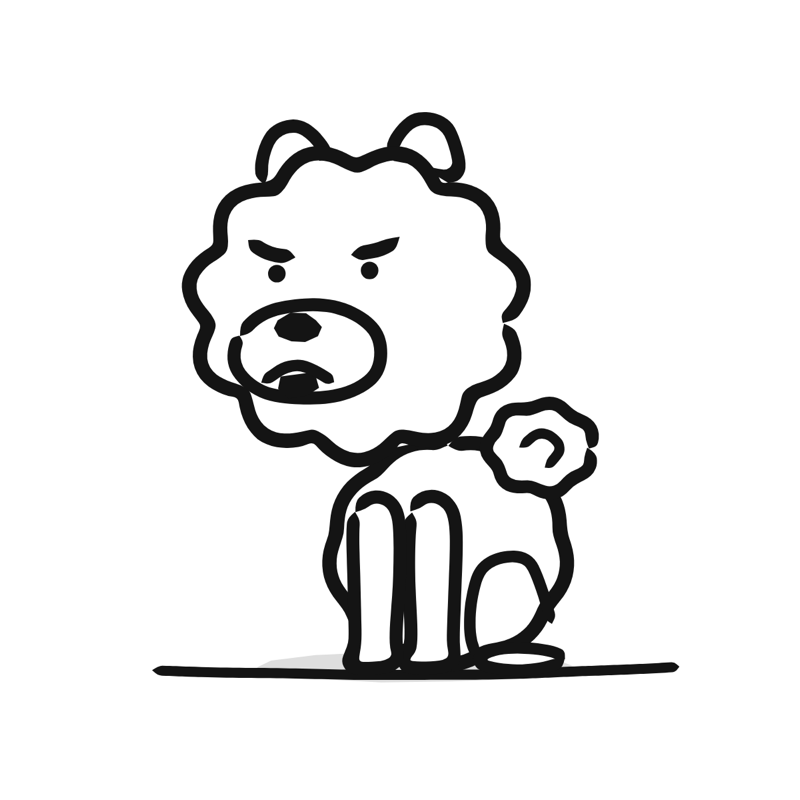 Chow Chow dog: a simple Big Heads style line drawing