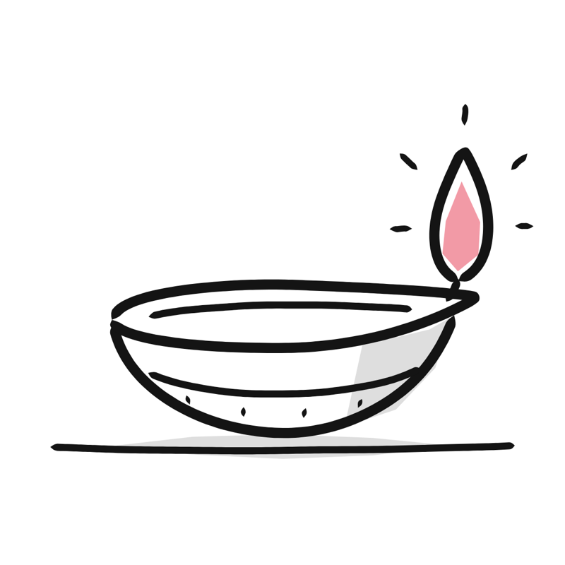 Clay diya: a simple Big Heads style line drawing