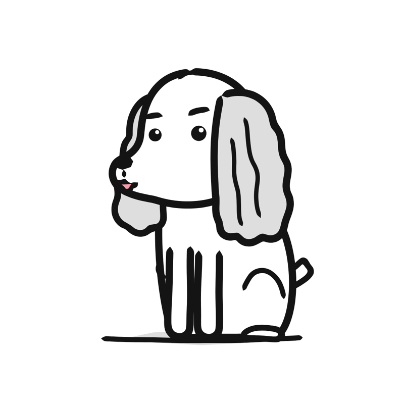 Cocker Spaniel dog: a simple Big Heads style line drawing