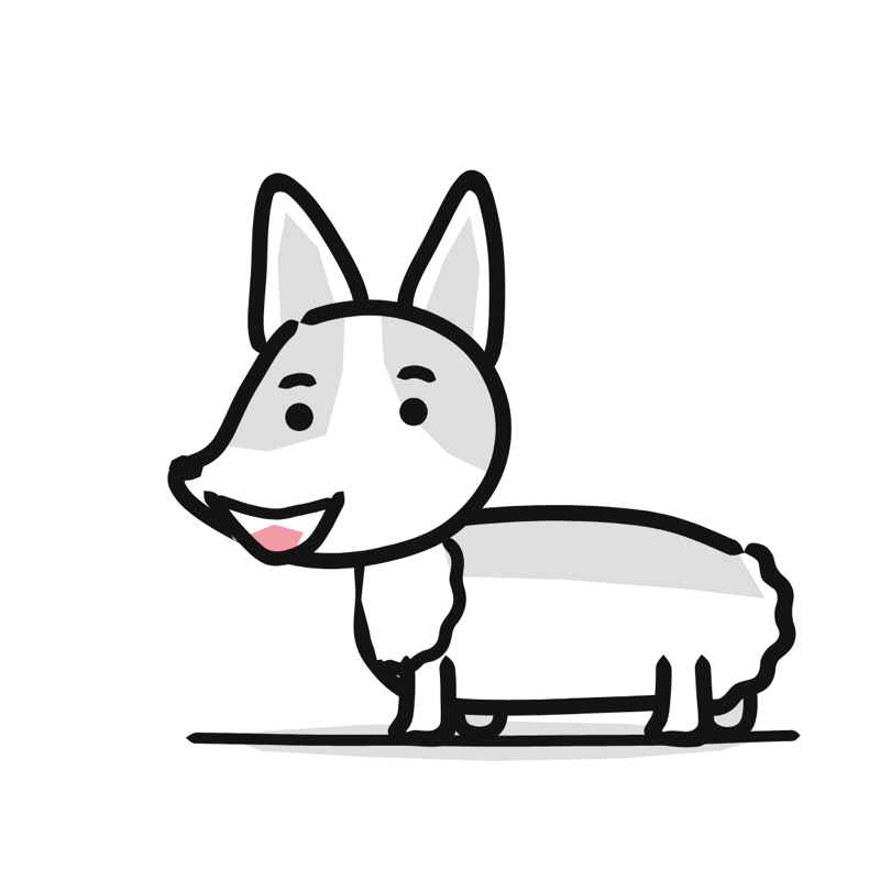 Corgi dog: a simple Big Heads style line drawing