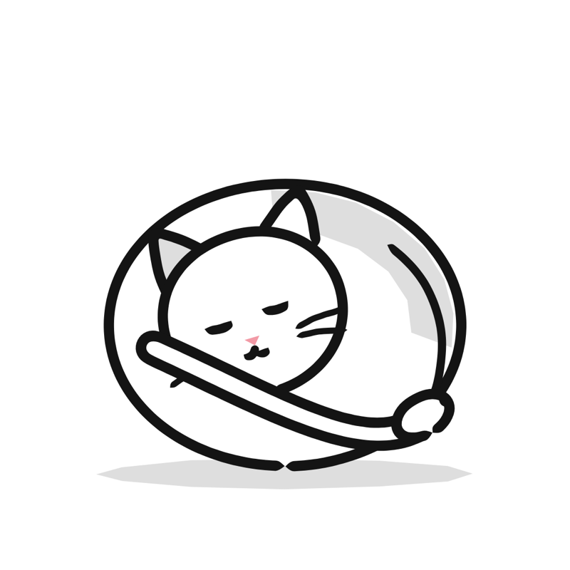 Curled up like a donut: a simple Big Heads style line drawing