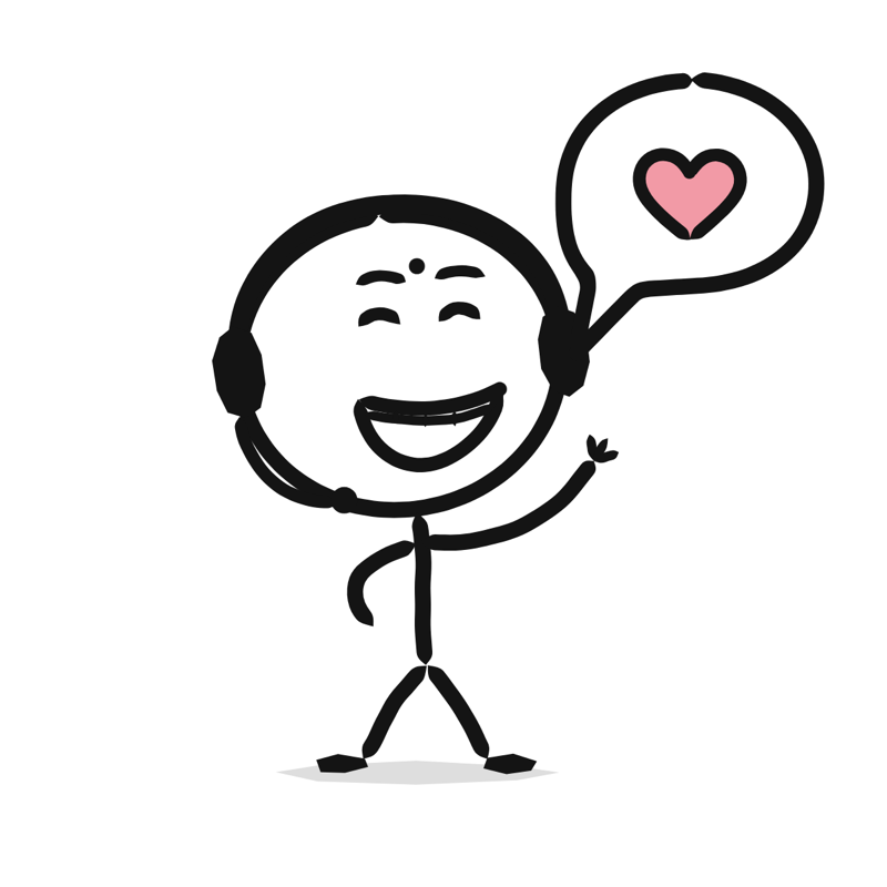 Customer support: a simple Big Heads style line drawing