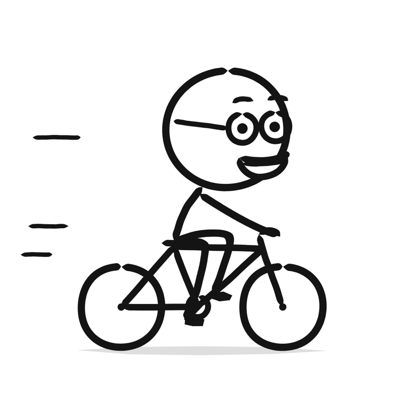 Cycling: a simple Big Heads style line drawing