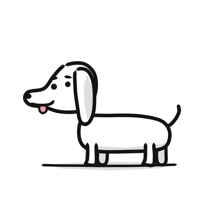 Dachshund dog: a simple Big Heads style line drawing