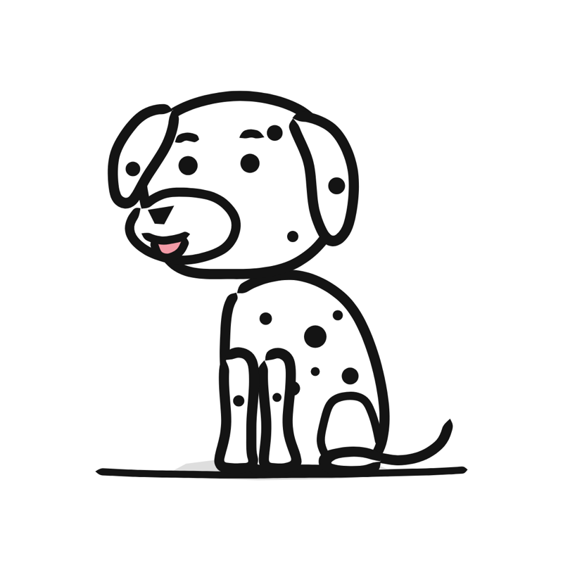 Dalmatian dog: a simple Big Heads style line drawing