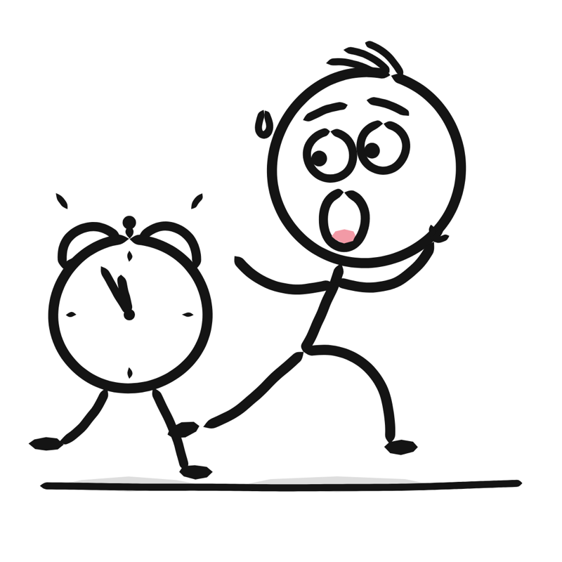 Deadline: a simple Big Heads style line drawing