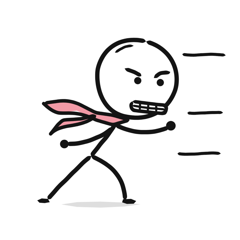 Determination: a simple Big Heads style line drawing