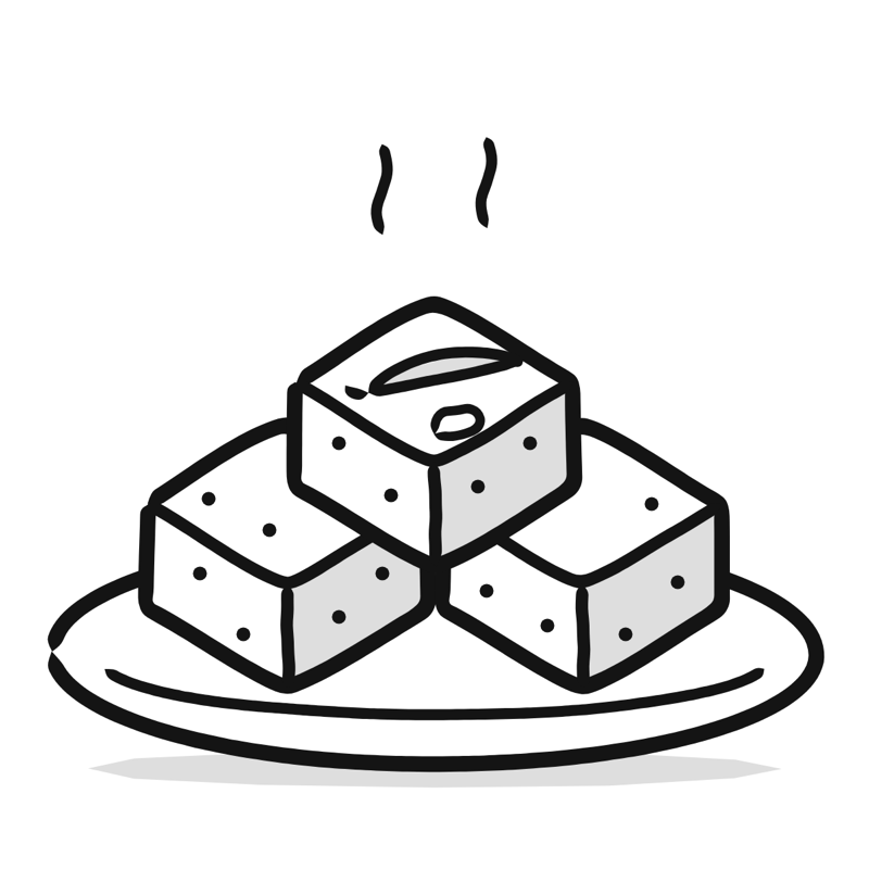 Dhokla: a simple Big Heads style line drawing