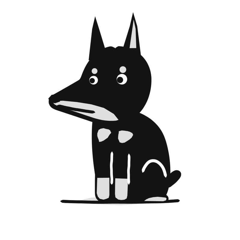 Doberman dog: a simple Big Heads style line drawing