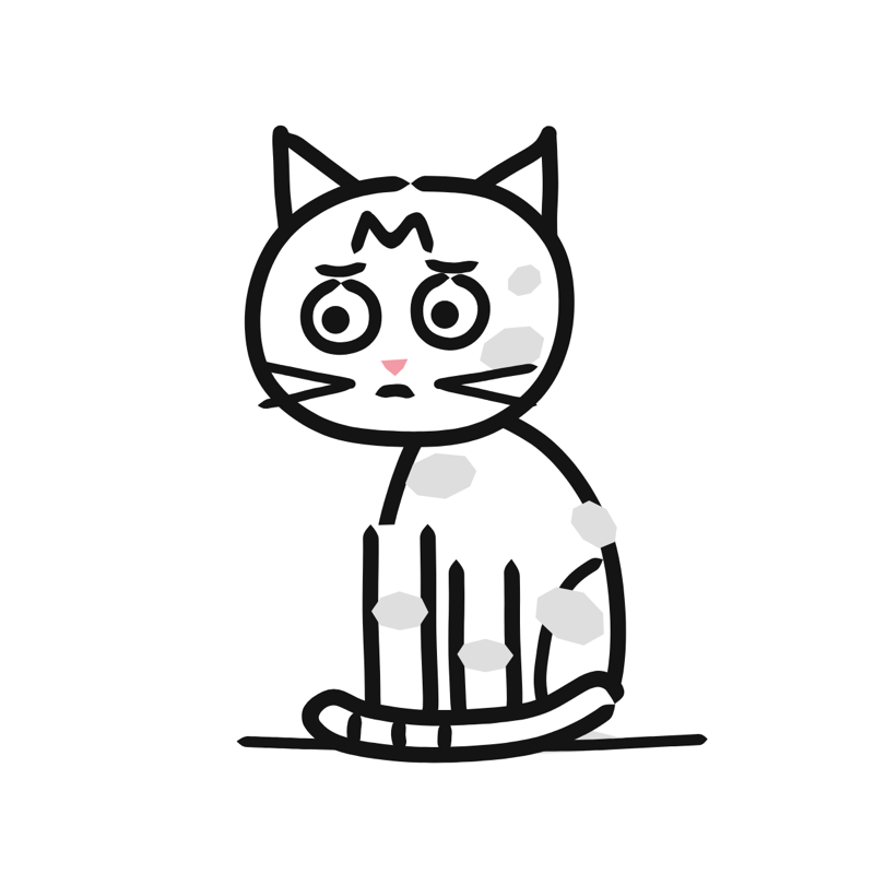 Egyptian Mau cat: a simple Big Heads style line drawing