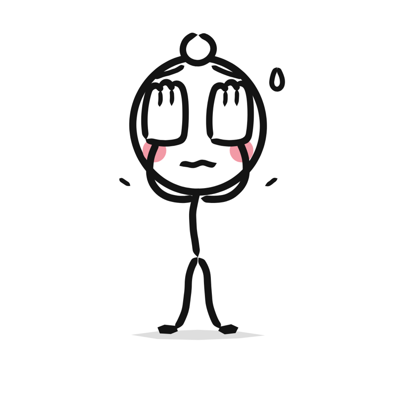 Embarrassed: a simple Big Heads style line drawing