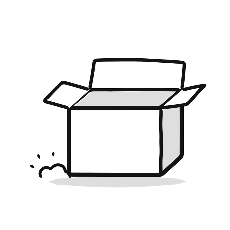 Empty box empty state: a simple Big Heads style line drawing