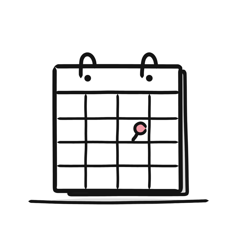 Empty calendar empty state: a simple Big Heads style line drawing