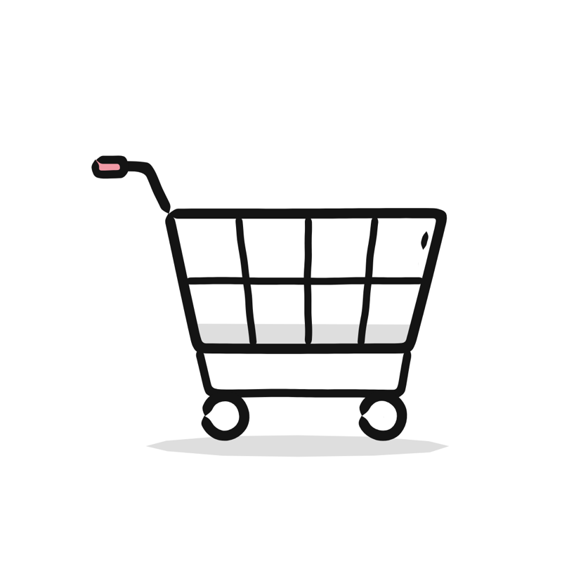 Empty cart empty state: a simple Big Heads style line drawing