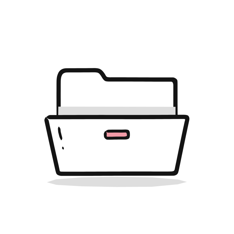 Empty folder empty state: a simple Big Heads style line drawing