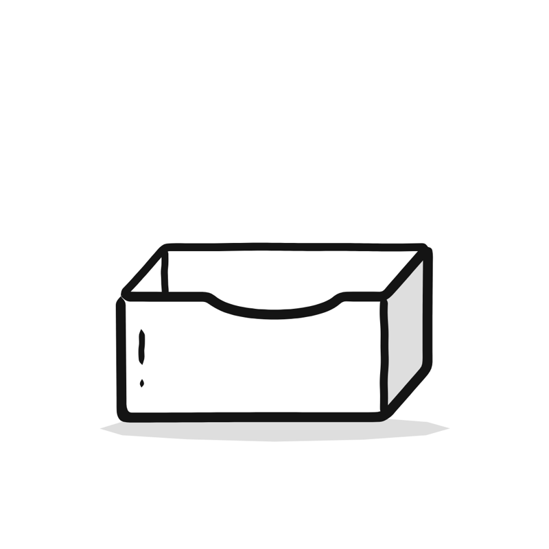 Empty inbox empty state: a simple Big Heads style line drawing