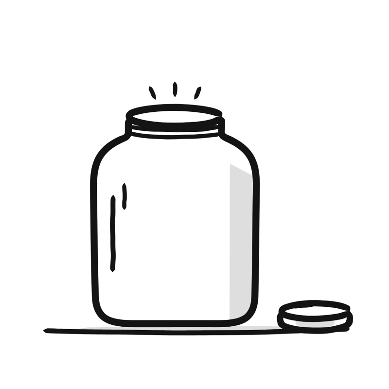 Empty jar empty state: a simple Big Heads style line drawing