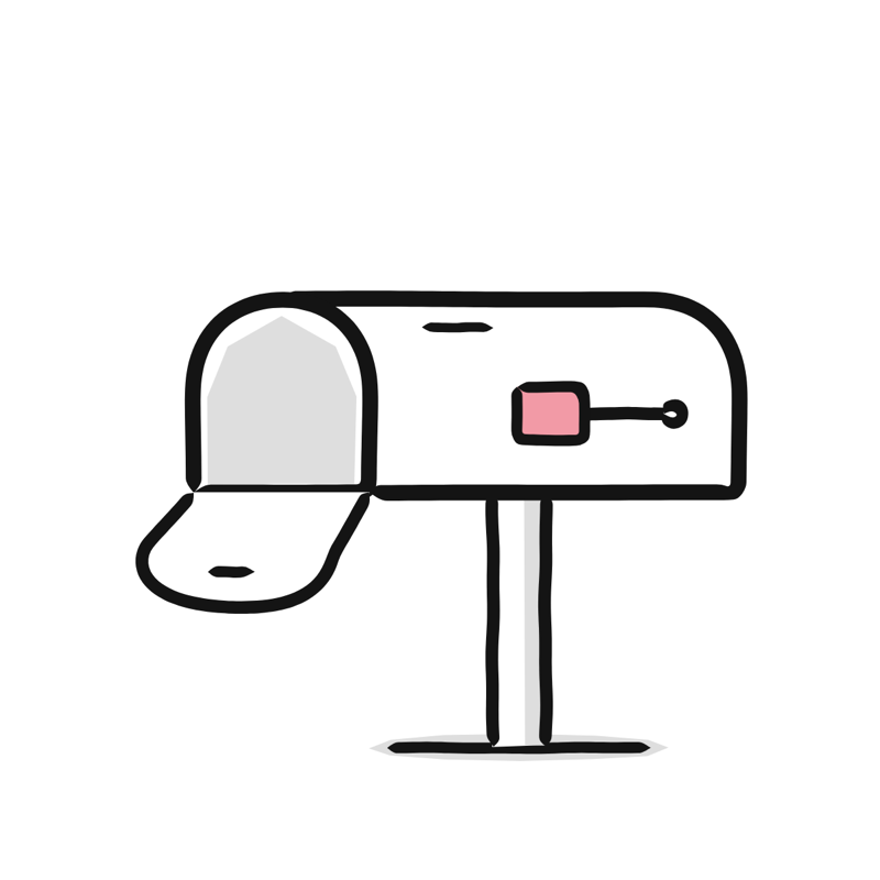 Empty mailbox empty state: a simple Big Heads style line drawing