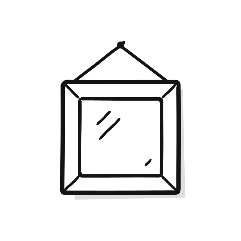 Empty photo frame empty state: a simple Big Heads style line drawing