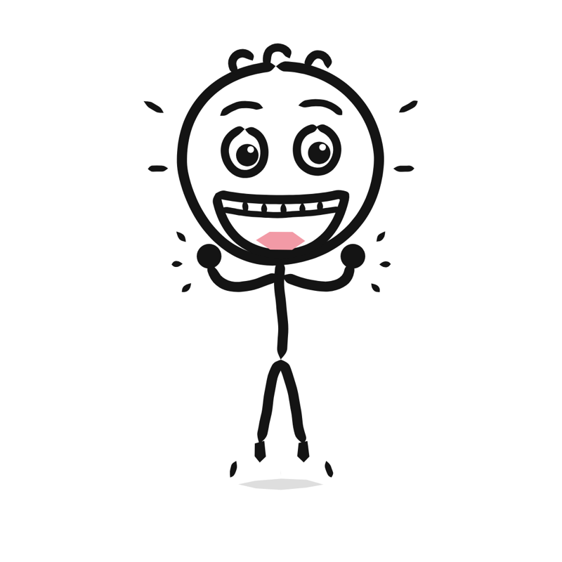 Excitement: a simple Big Heads style line drawing