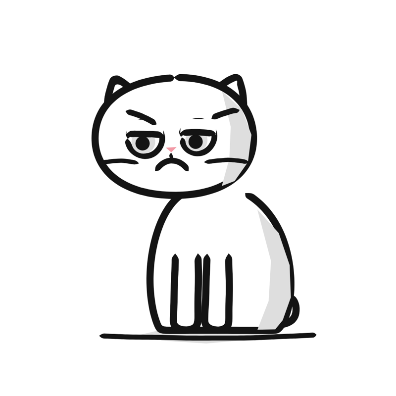 Exotic Shorthair cat: a simple Big Heads style line drawing