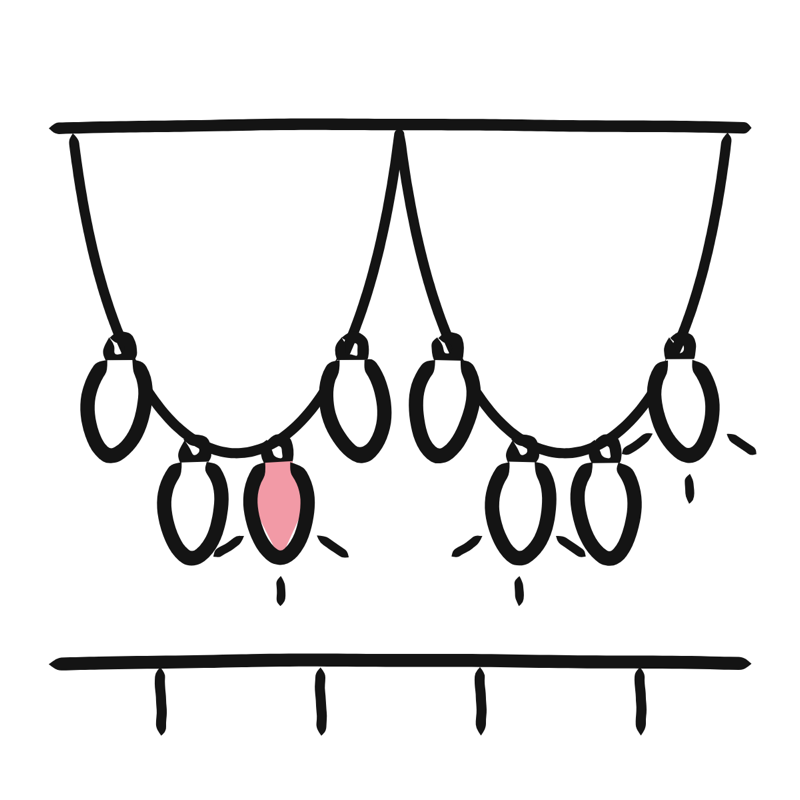 Fairy lights: a simple Big Heads style line drawing