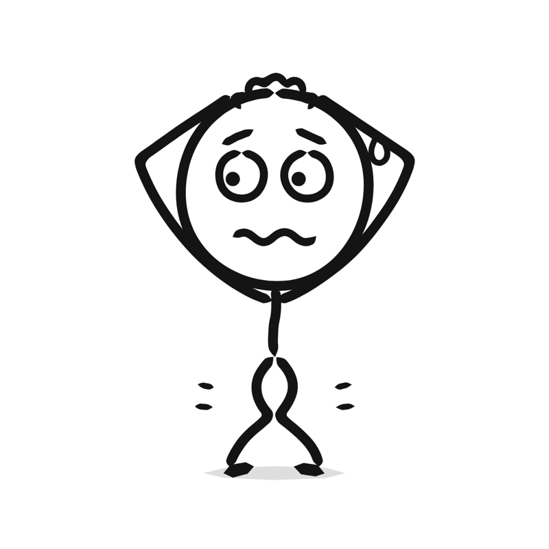 Fear: a simple Big Heads style line drawing